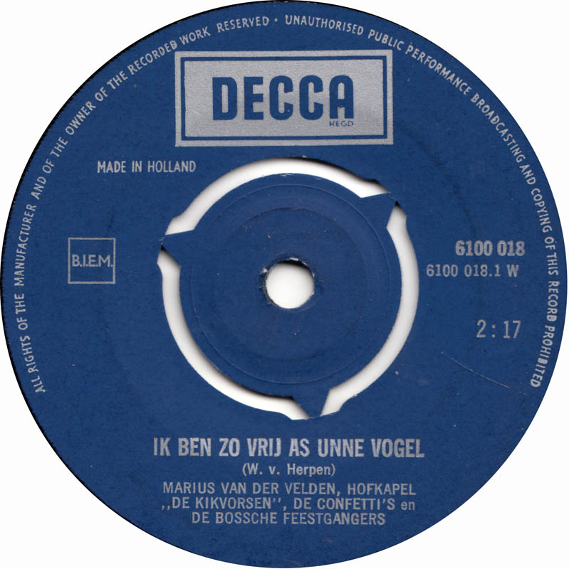 Marius van der Velden - Ik Ben Zo Vrij As Unne Vogel