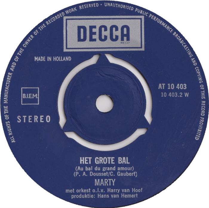 Marty - Maanserenade Vinyl Zeer Goed / Hoesje Generic "VINYLSINGLES.NL"