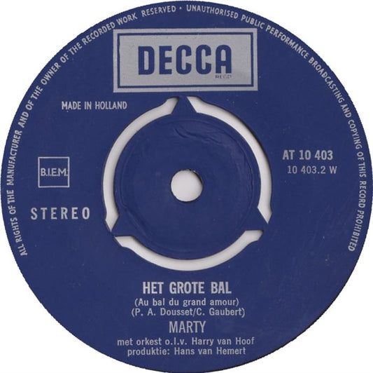 Marty - Maanserenade Vinyl Zeer Goed / Hoesje Generic "VINYLSINGLES.NL"
