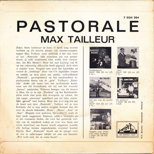 Max Tailleur - Pastorale Vinyl Singles Vinyl Zeer Goed / Hoesje Goed "VINYLSINGLES.NL"