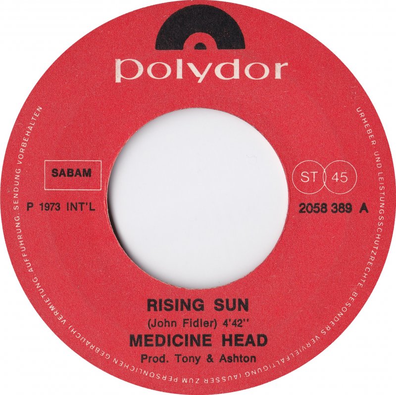 Medicine Head - Rising Sun Vinyl Singles Vinyl Very Good (VG) <br> Hoes Generic