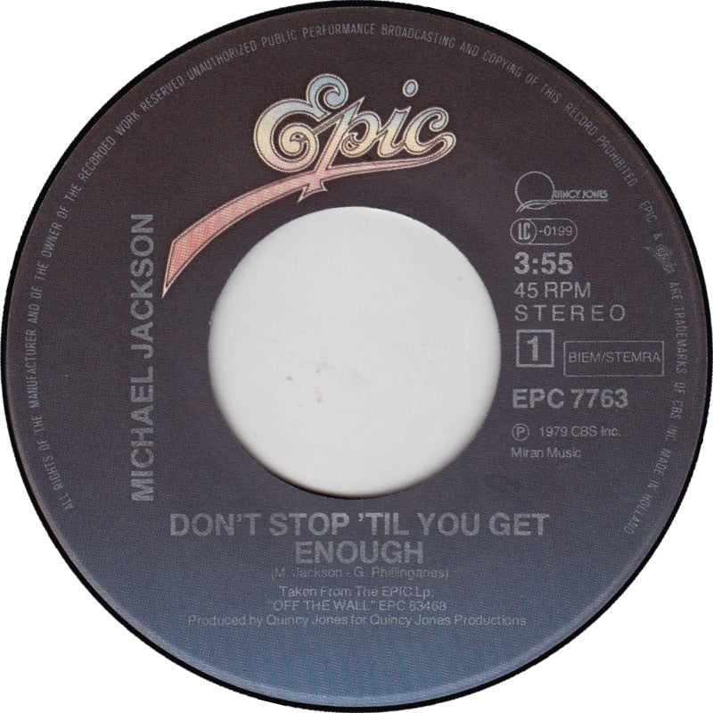Michael Jackson - Don't Stop 'Til You Get Enough Vinyl Singles Vinyl Very Good (VG) <br> Hoes Generic