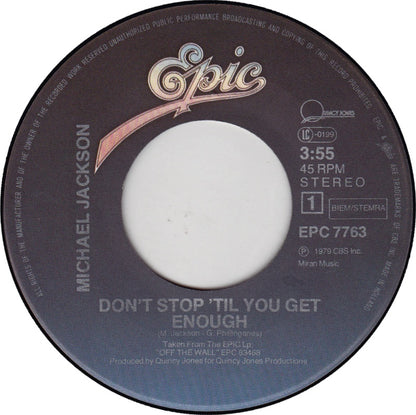 Michael Jackson - Don't Stop 'Til You Get Enough Vinyl Singles Vinyl Very Good (VG) <br> Hoes Generic