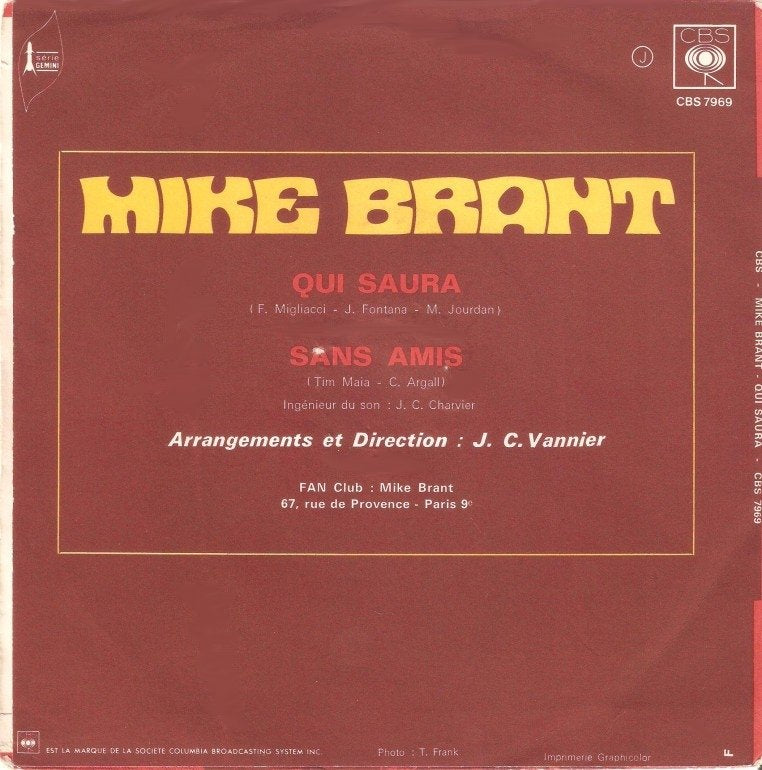 Mike Brant - Qui Saura 19228 Vinyl Singles B-Keus (B)