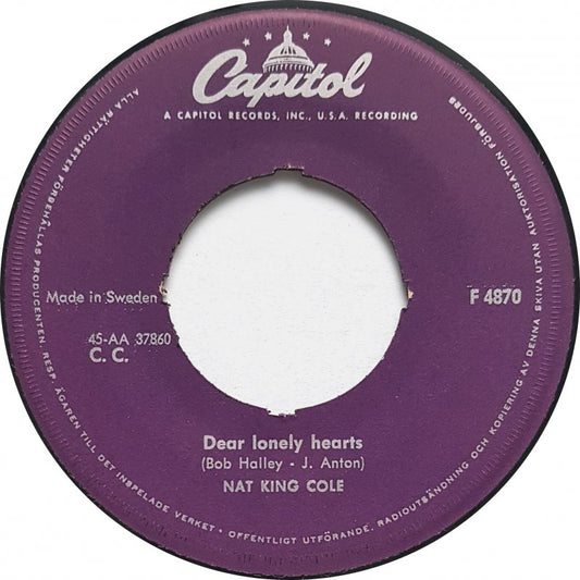 Nat King Cole - Dear Lonely Hearts Vinyl Singles Vinyl Goed / Hoes Generic