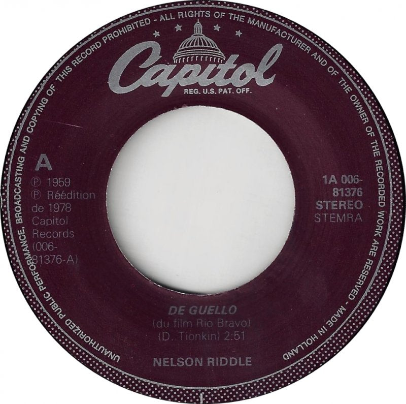Nelson Riddle - De Guello Vinyl Singles Vinyl Goed / Hoes Generic