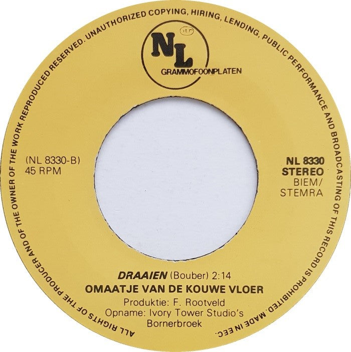 Omaatje Van De Kouwe Vloer - In Utrecht Ben Ik Geboren Vinyl Singles Vinyl Zeer Goed / Hoesje Generic "VINYLSINGLES.NL"