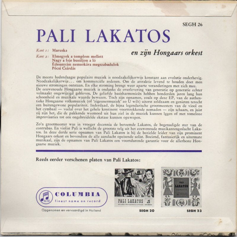 Pali Lakatos En Zijn Hongaars Orkest - Pali Lakatos En Zijn Hongaars Orkest