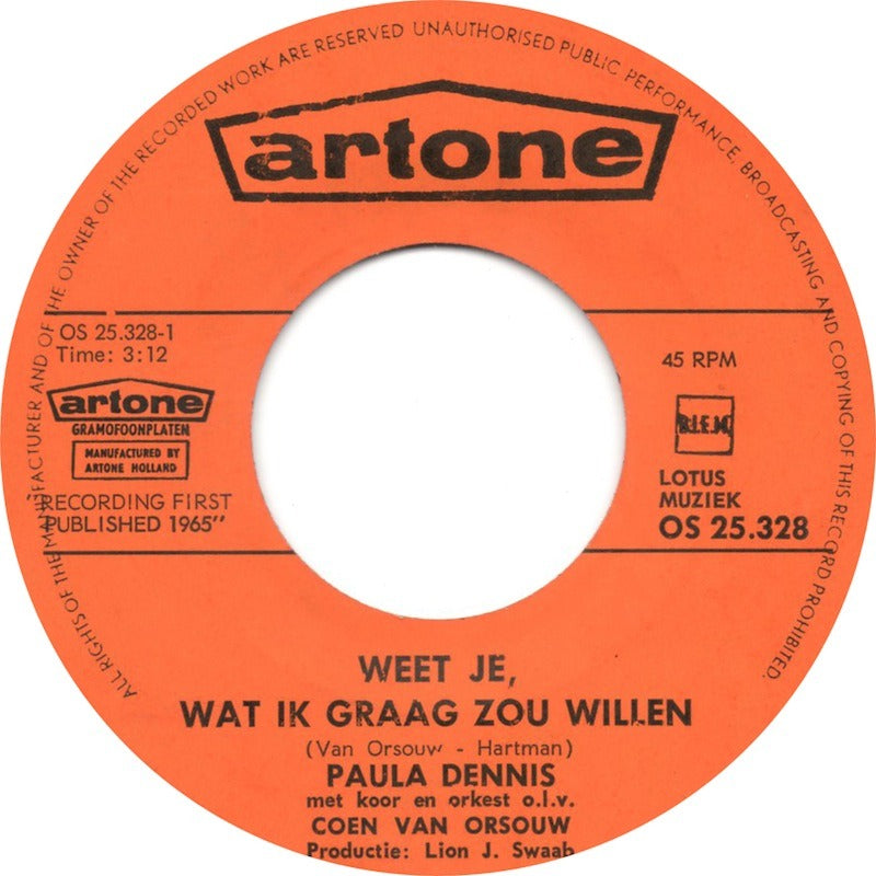 Paula Dennis - Weet Je, Wat Ik Graag Zou Willen Vinyl Singles Vinyl Very Good (VG) <br> Hoes Good Plus (G+)