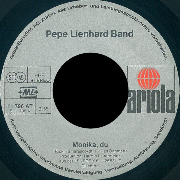 Pepe Lienhard Band - Monika, Du... Vinyl Zeer Goed / Hoesje Generic "VINYLSINGLES.NL"