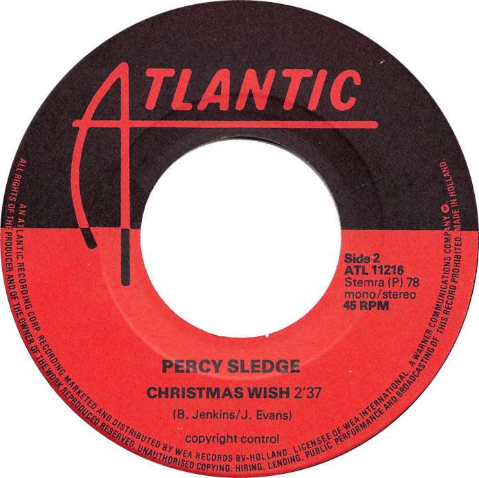Percy Sledge - Silent Night Vinyl Singles Vinyl Zeer Goed / Hoesje Goed "VINYLSINGLES.NL"