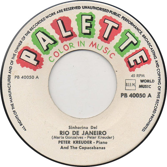 Peter Kreuder - De Janeiro (B-Keus) Vinyl Singles Vinyl Very Good (VG) <br> Hoes Generic