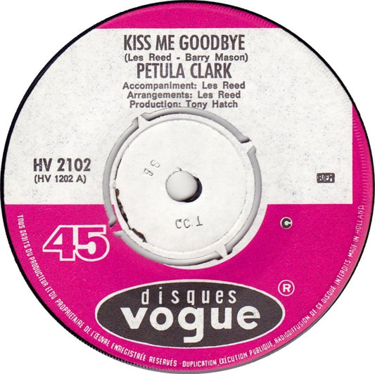 Petula Clark - Kiss Me Goodbye Vinyl Singles Vinyl (VG) <br> Hoes Generic