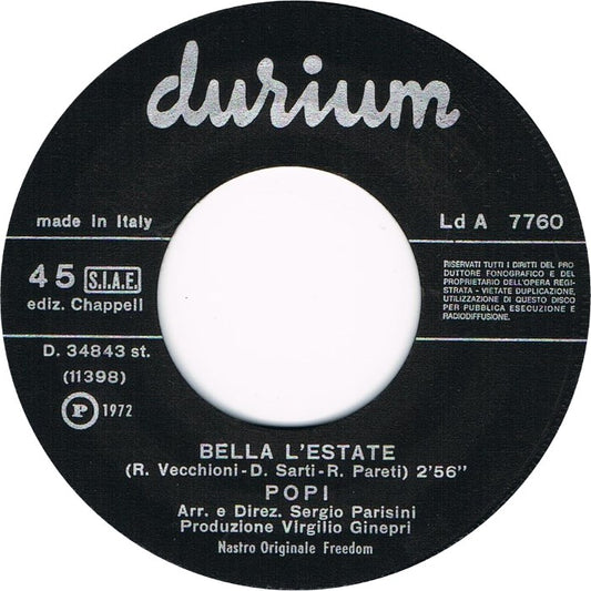 Popi - Bella L'Estate Vinyl Singles Vinyl (VG) <br> Hoes Generic