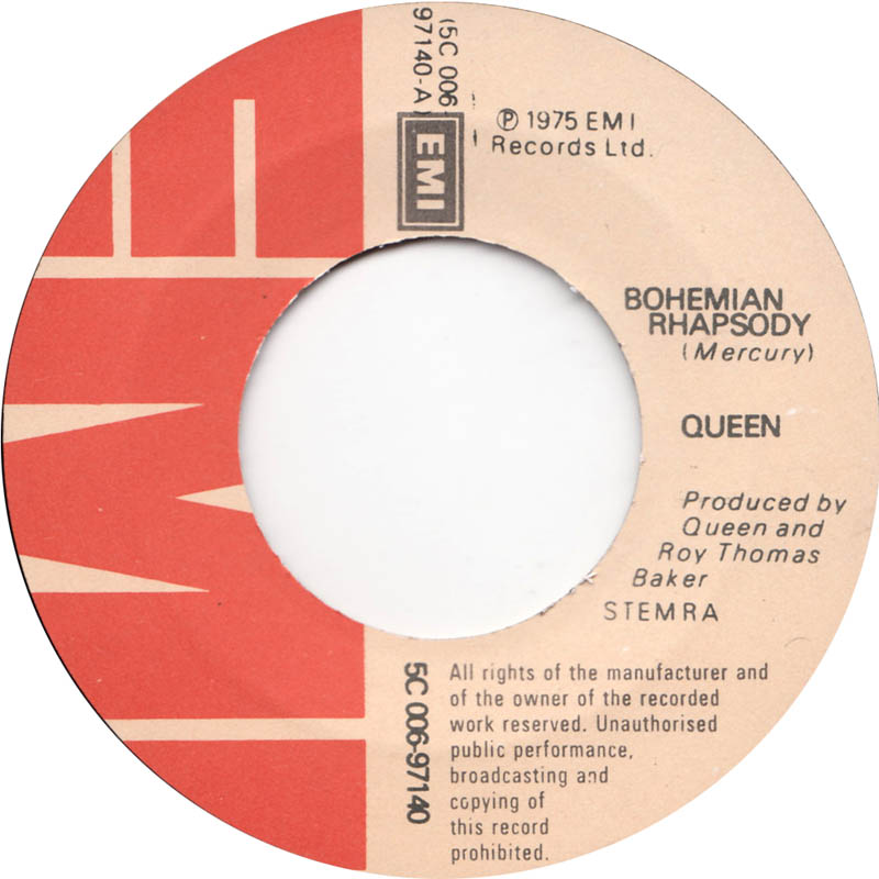 Queen - Bohemian Rhapsody Vinyl Singles Vinyl Zeer Goed / Hoesje Generic "VINYLSINGLES.NL"