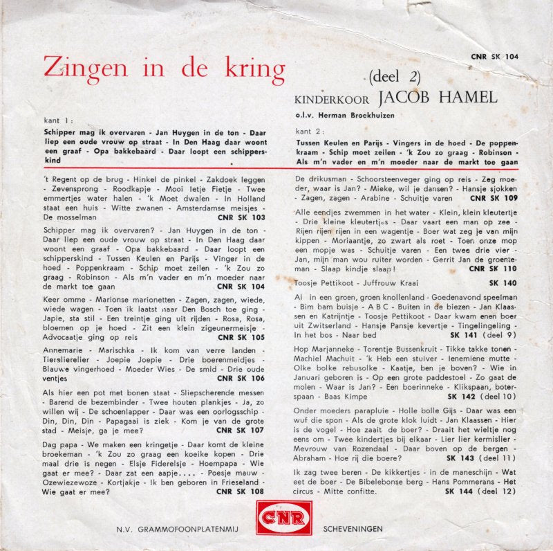 Kinderkoor Jacob Hamel - Zingen In De Kring 2 34791 Vinyl Singles Goede Staat