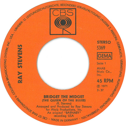 Ray Stevens - Bridget The Midget Vinyl Singles Vinyl Very Good (VG) <br> Hoes Generic