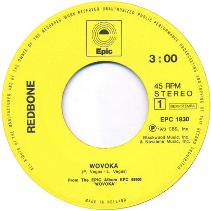 Redbone - Wovoka Vinyl Singles Media VG+ / Sleeve Generic