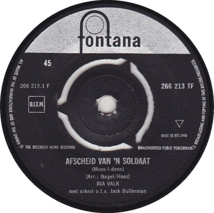 Ria Valk - Afscheid Van 'n Soldaat (Muss-i-denn) 02319 Vinyl Singles Hoes: Generic