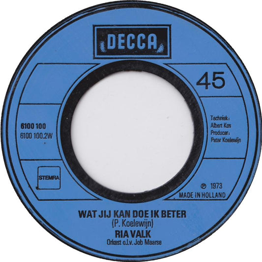 Ria Valk - Moeder Ik Ben Zo Bang Vinyl Singles Vinyl Zeer Goed / Hoesje Generic "VINYLSINGLES.NL"