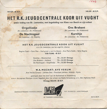 R.K. Jeugdcentralekoor uit Vught - Orgelliedje Vinyl Singles Vinyl Very Good (VG) <br> Hoes Good Plus (G+)