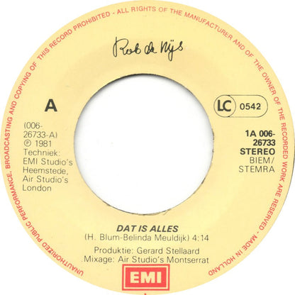 Rob de Nijs - Dat Is Alles 28944 Vinyl Singles Goede Staat