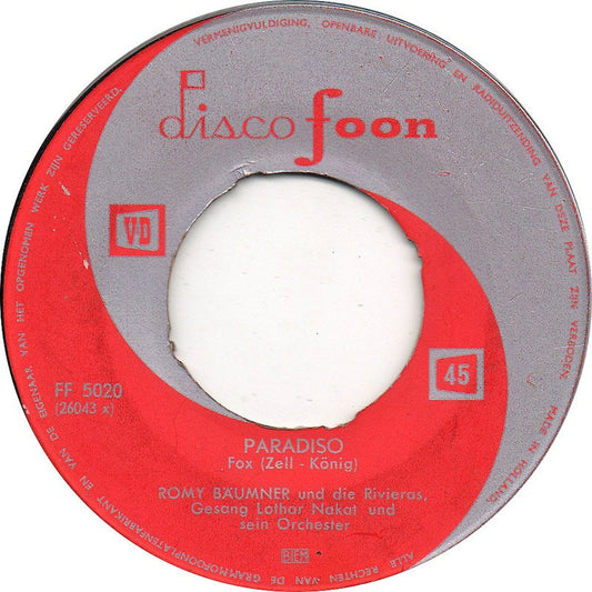 Romy Bäumner - Paradisio Vinyl Singles Vinyl Zeer Goed / Hoesje Generic "VINYLSINGLES.NL"