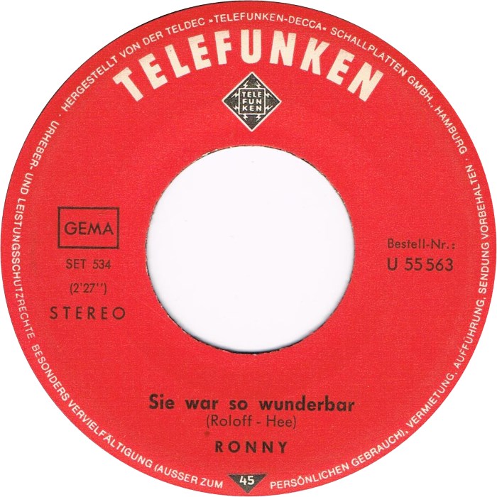 Ronny  - Sie War So Wunderbar