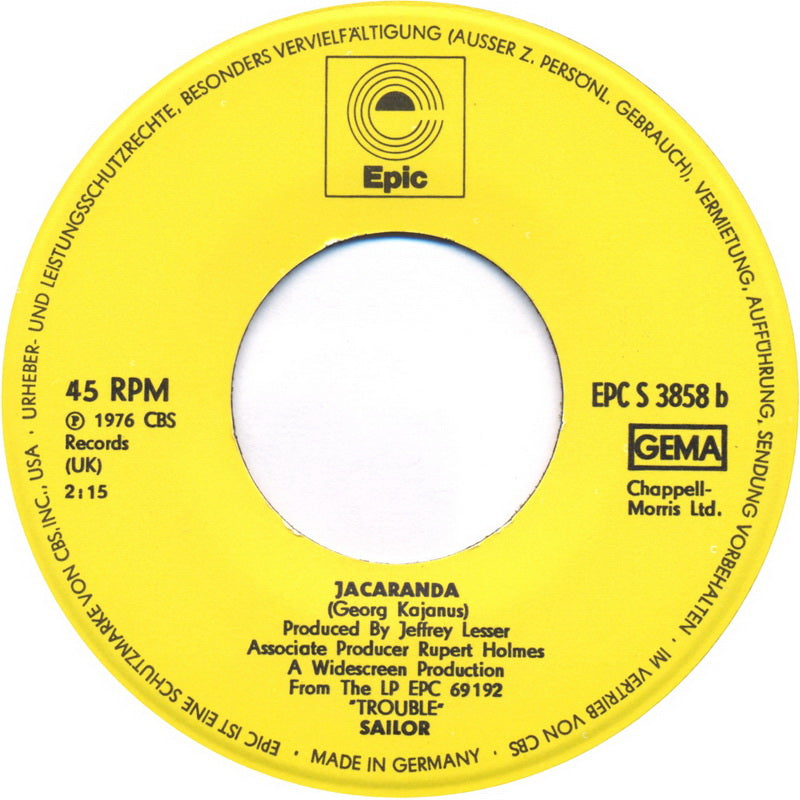 Sailor - Girls, Girls, Girls Vinyl Singles Vinyl (VG) <br> Hoes Generic