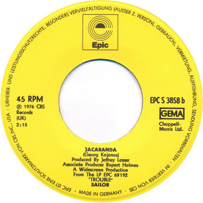 Sailor - Girls, Girls, Girls Vinyl Singles Vinyl (VG) <br> Hoes Generic