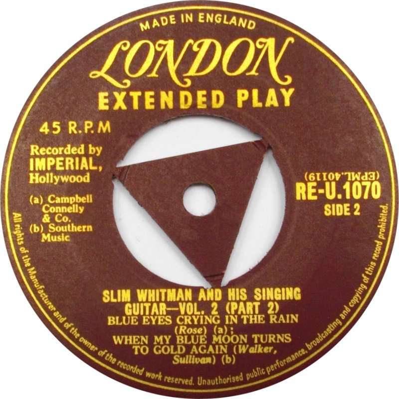 Slim Whitman - Slim Whitman And His Singing Guitar Vol. 2 Vinyl Singles Vinyl Zeer Goed / Hoesje Generic "VINYLSINGLES.NL"