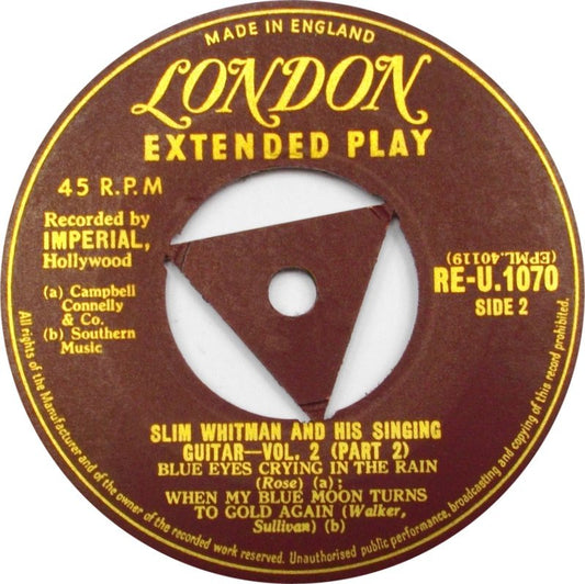 Slim Whitman - Slim Whitman And His Singing Guitar Vol. 2 Vinyl Singles Vinyl Zeer Goed / Hoesje Generic "VINYLSINGLES.NL"