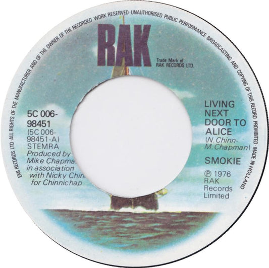 Smokie - Living Next Door To Alice Vinyl Singles Vinyl (VG) <br> Hoes Generic