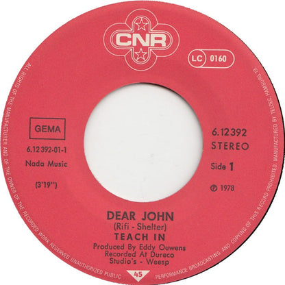 Teach-in - Dear John 07325 Vinyl Singles Goede Staat