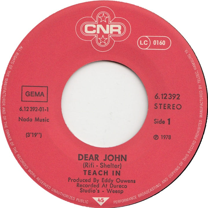 Teach-in - Dear John 16080 Vinyl Singles Goede Staat