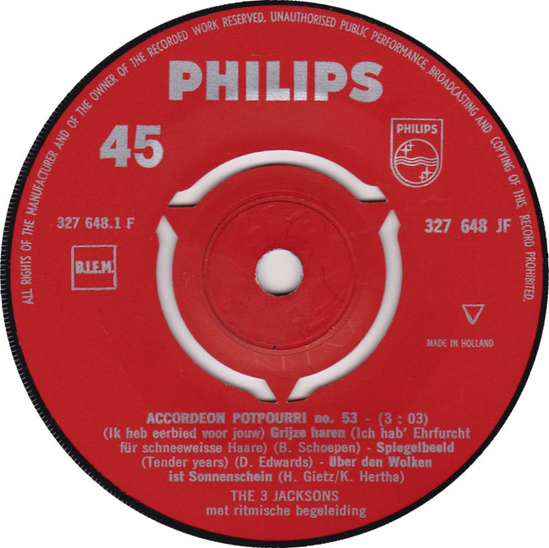 Kopie van 3 Jacksons - Accordeon Potpourri No. 53 33651 Vinyl Singles VINYLSINGLES.NL