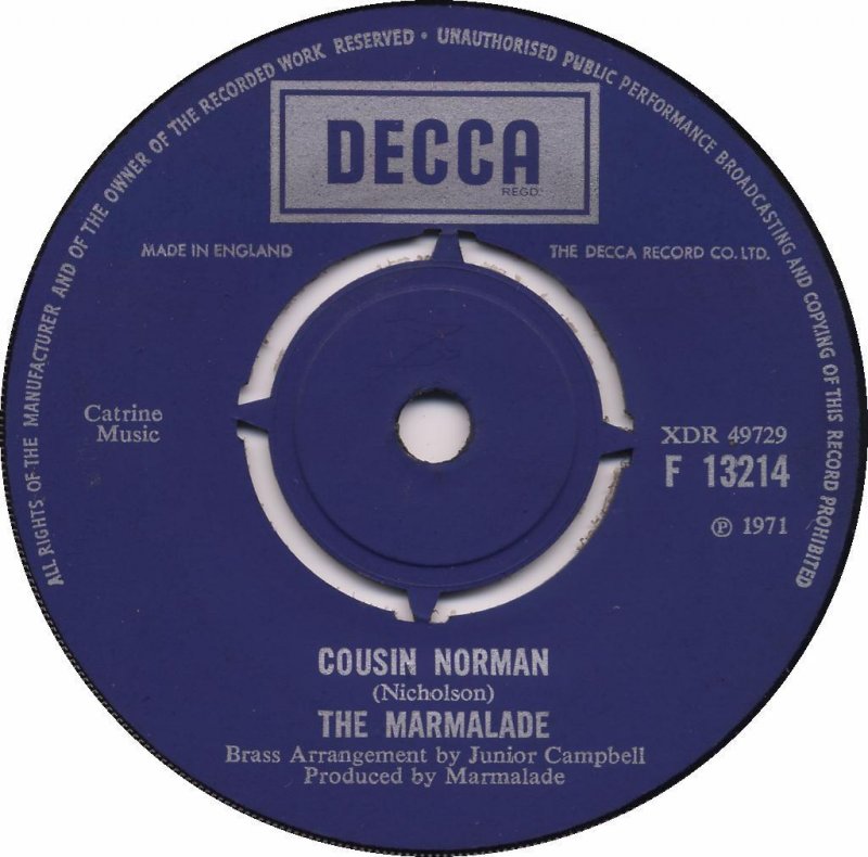 Marmalade - Cousin Norman Vinyl Singles Vinyl Very Good (VG) <br> Hoes Generic