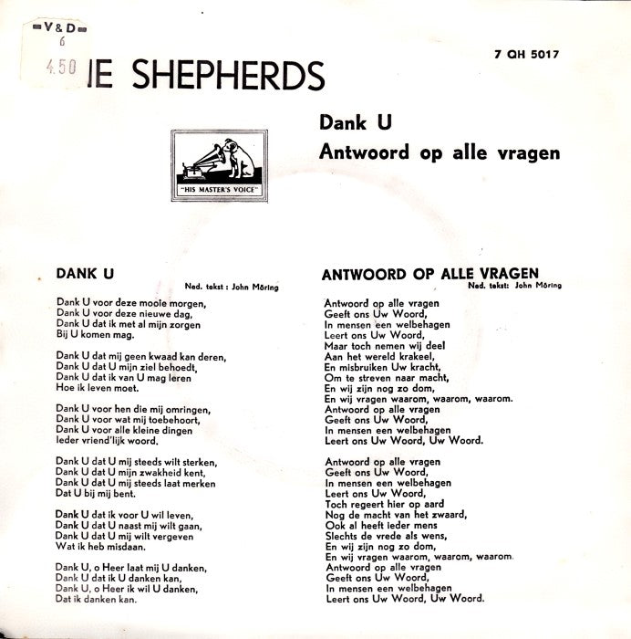 Shepherds - Dank U (B-Keus) Vinyl Singles Vinyl Goed / Hoes Redelijk