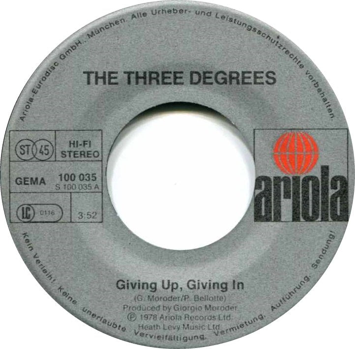Three Degrees - Giving Up, Giving In