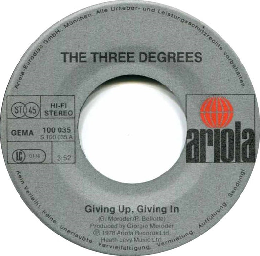 Three Degrees - Giving Up, Giving In