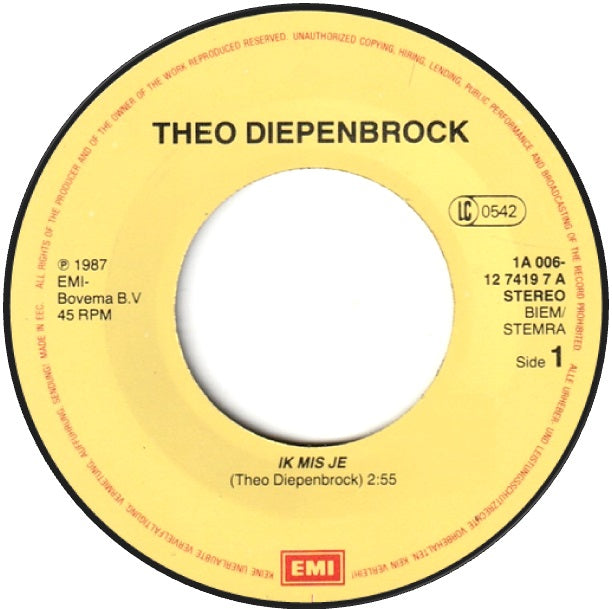 Theo Diepenbrock - Ik Mis Je