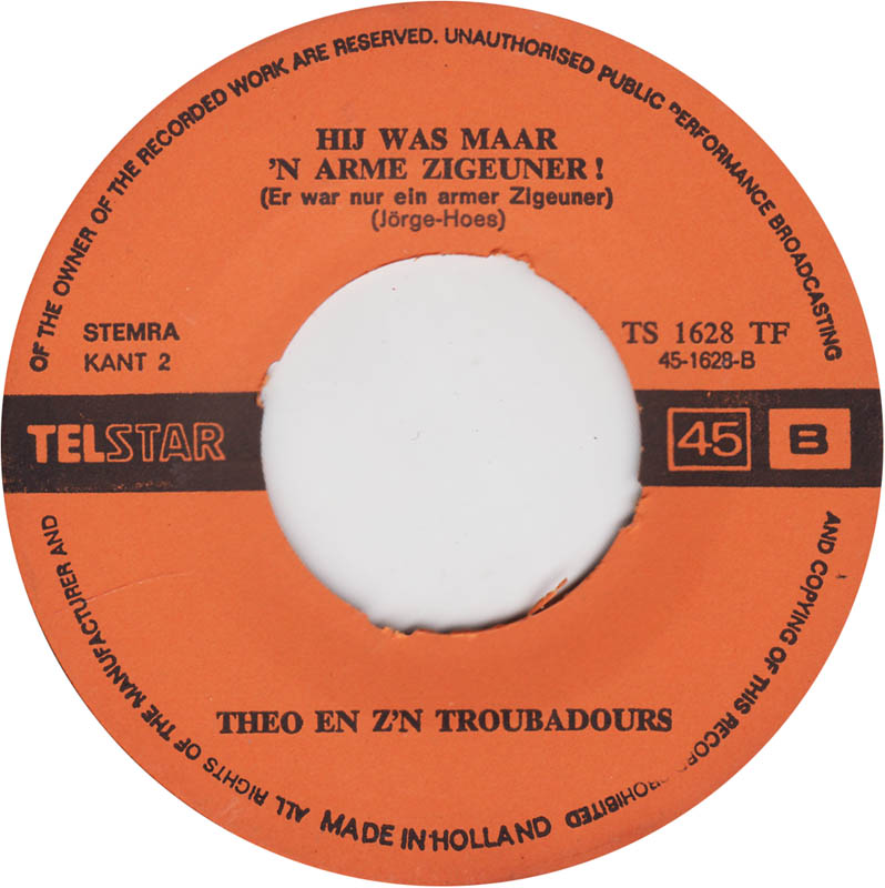 Theo En Zijn Troubadours - Ik Heb Geluk In De Liefde Vinyl Singles Vinyl Very Good (VG) <br> Hoes Generic