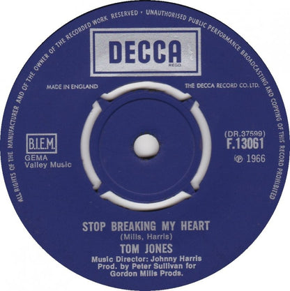 Tom Jones - I (Who Have Nothing) Vinyl Singles Vinyl Very Good (VG) <br> Hoes Generic