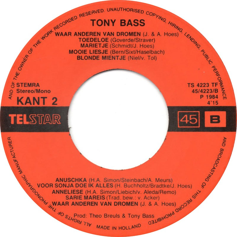 Tony Bass - Waar Anderen Van Dromen