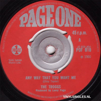 Troggs - Any Way That You Want Me (B-Keus) Vinyl Singles Vinyl Very Good (VG) <br> Hoes Generic