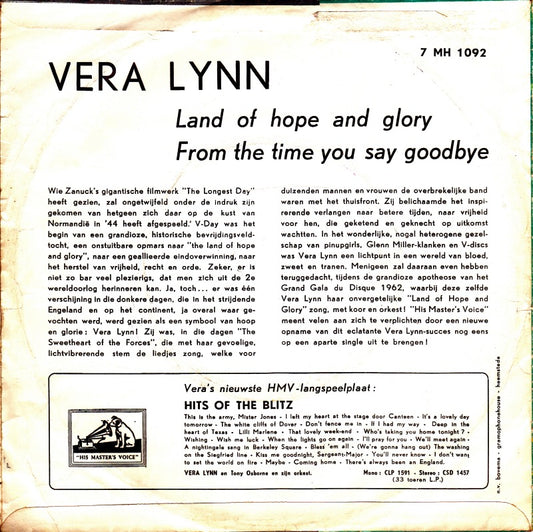 Vera Lynn - Land Of Hope And Glory 42628 Vinyl Singles Vinyl Zeer Goed / Hoesje Goed "VINYLSINGLES.NL"