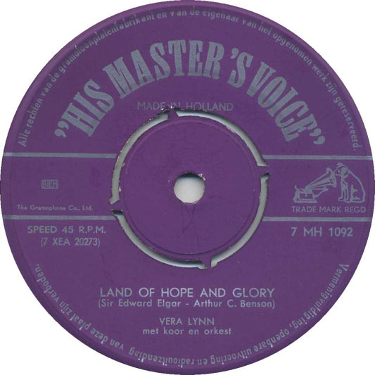 Vera Lynn - Land Of Hope And Glory Vinyl Singles Vinyl (VG) <br> Hoes Generic