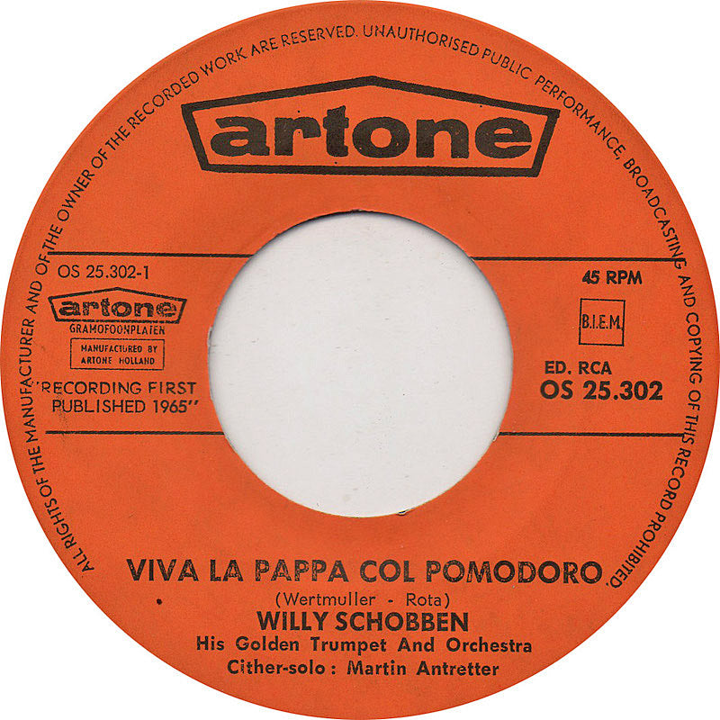 Willy Schobben - Viva La Pappa Col Pomodoro 34429 Vinyl Singles Goede Staat