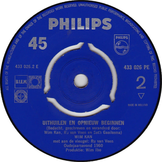 Wim Kan - Uithuilen En Opnieuw Beginnen: Oudejaarsavond Vinyl Singles EP Vinyl Zeer Goed / Hoesje Generic "VINYLSINGLES.NL"