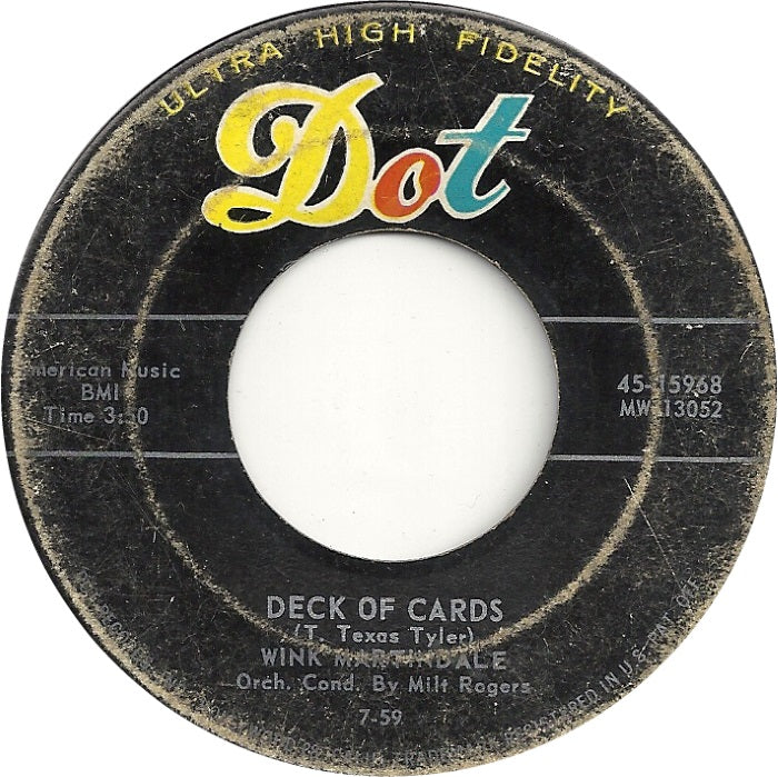 Wink Martindale - Deck Of Cards Vinyl Singles Vinyl Very Good (VG) <br> Hoes Generic